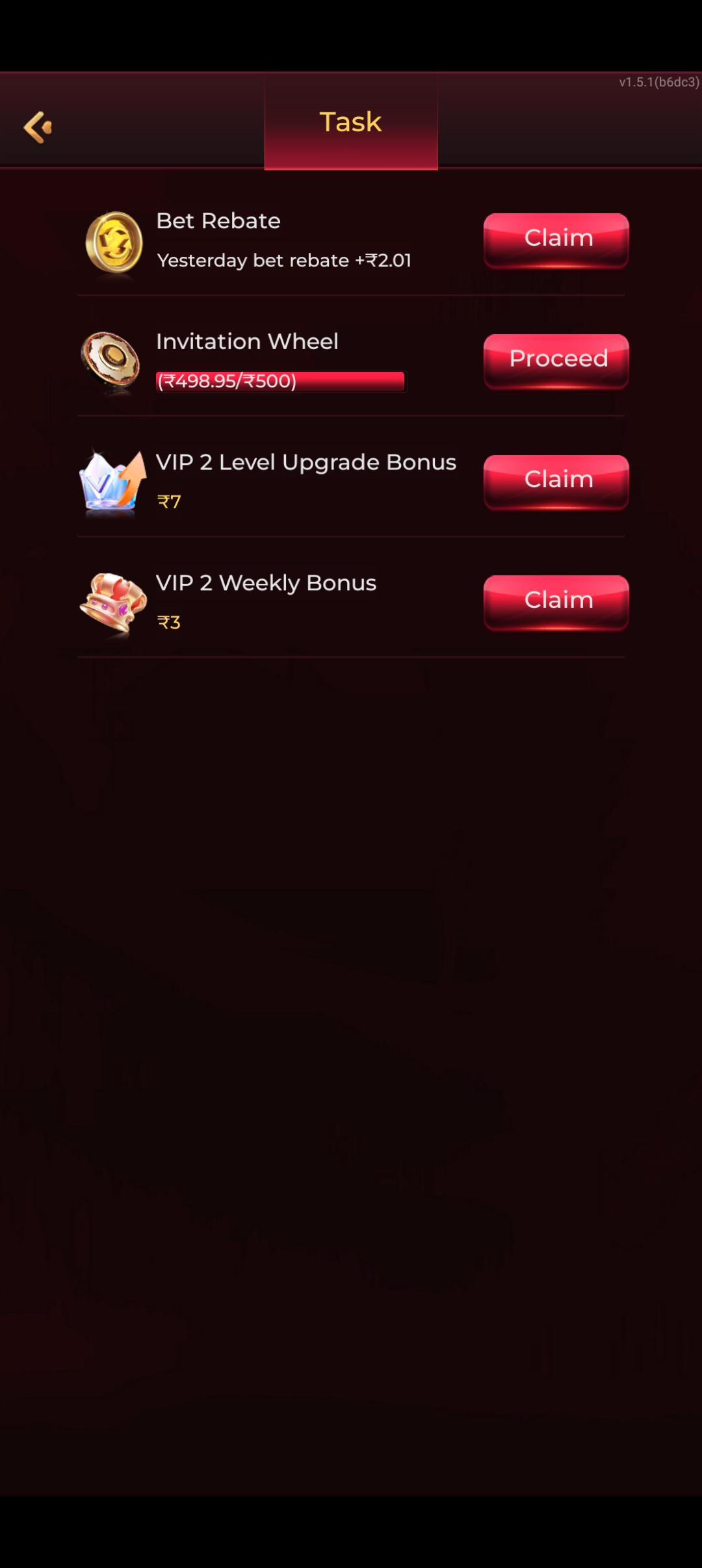 Rokda7 Daily Tasks — bet rebate, VIP upgrade and weekly bonus