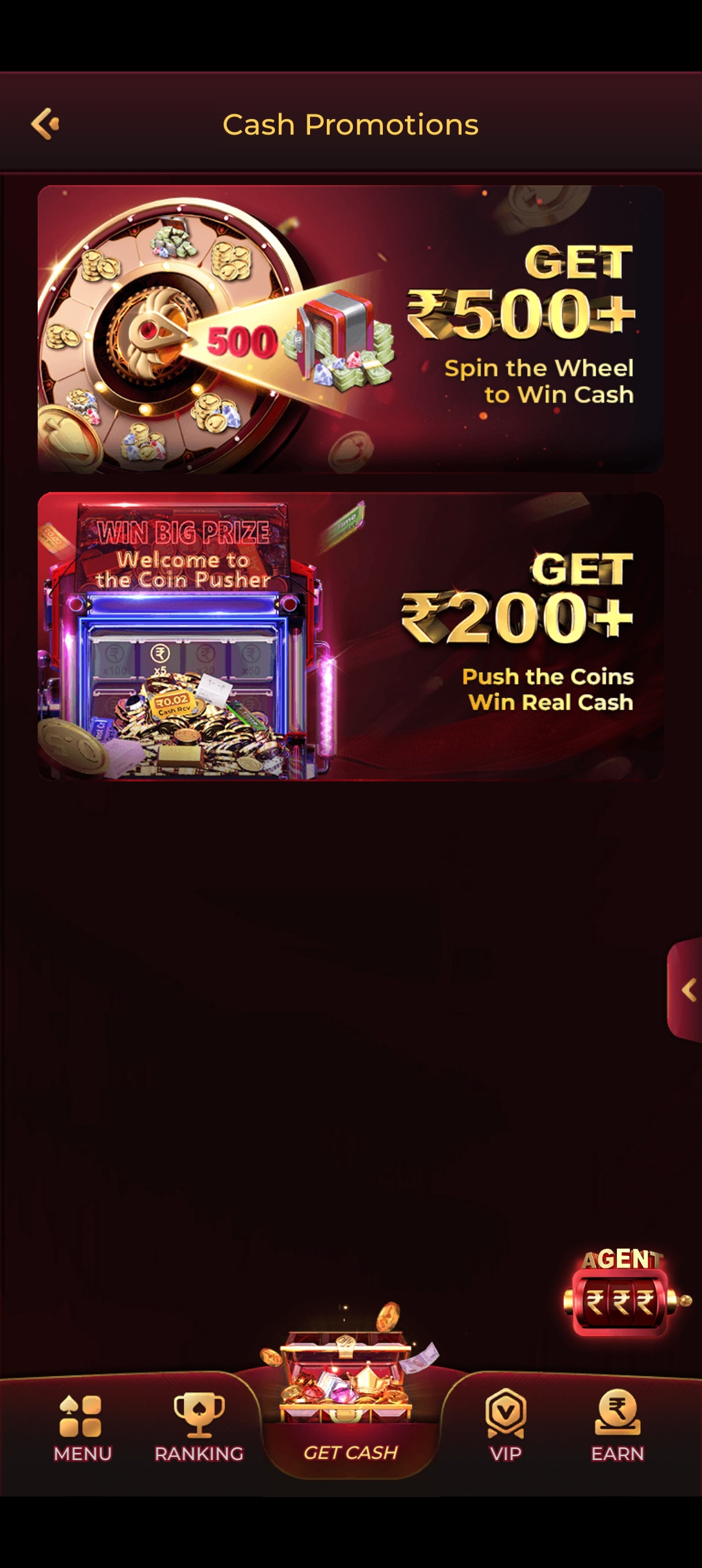 Rokda7 Cash Promotions — Spin the Wheel ₹500 and Coin Pusher ₹200