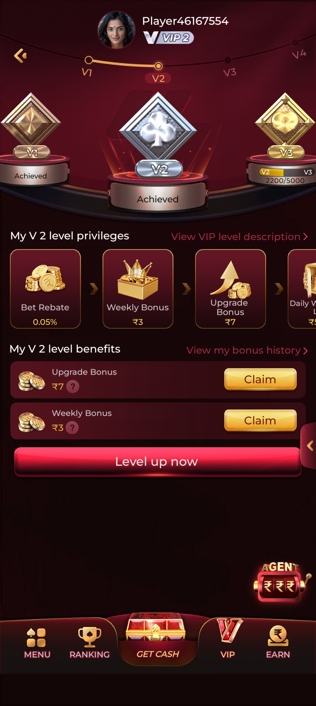 Rokda7 VIP Level Rewards — weekly and upgrade bonuses