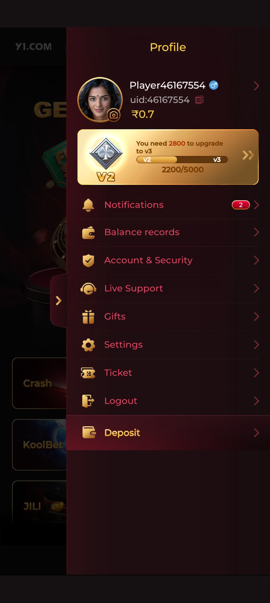 Rokda7 Player Profile — VIP badge, balance and account settings